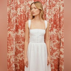 NWOT Reformation Tagliatelle Linen Dress in White | Size 4